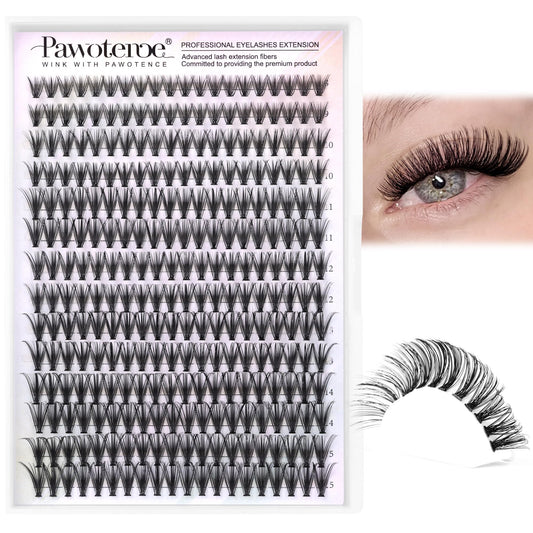 Pawotence Lash Clusters Natural 30D Cluster Eyelash Extensions 8-15mm Individual Lashes Cluster Wispy 280pcs Eyelash Clusters Lash Extension for Self Application (30D, 0.07D, 8-15mm)