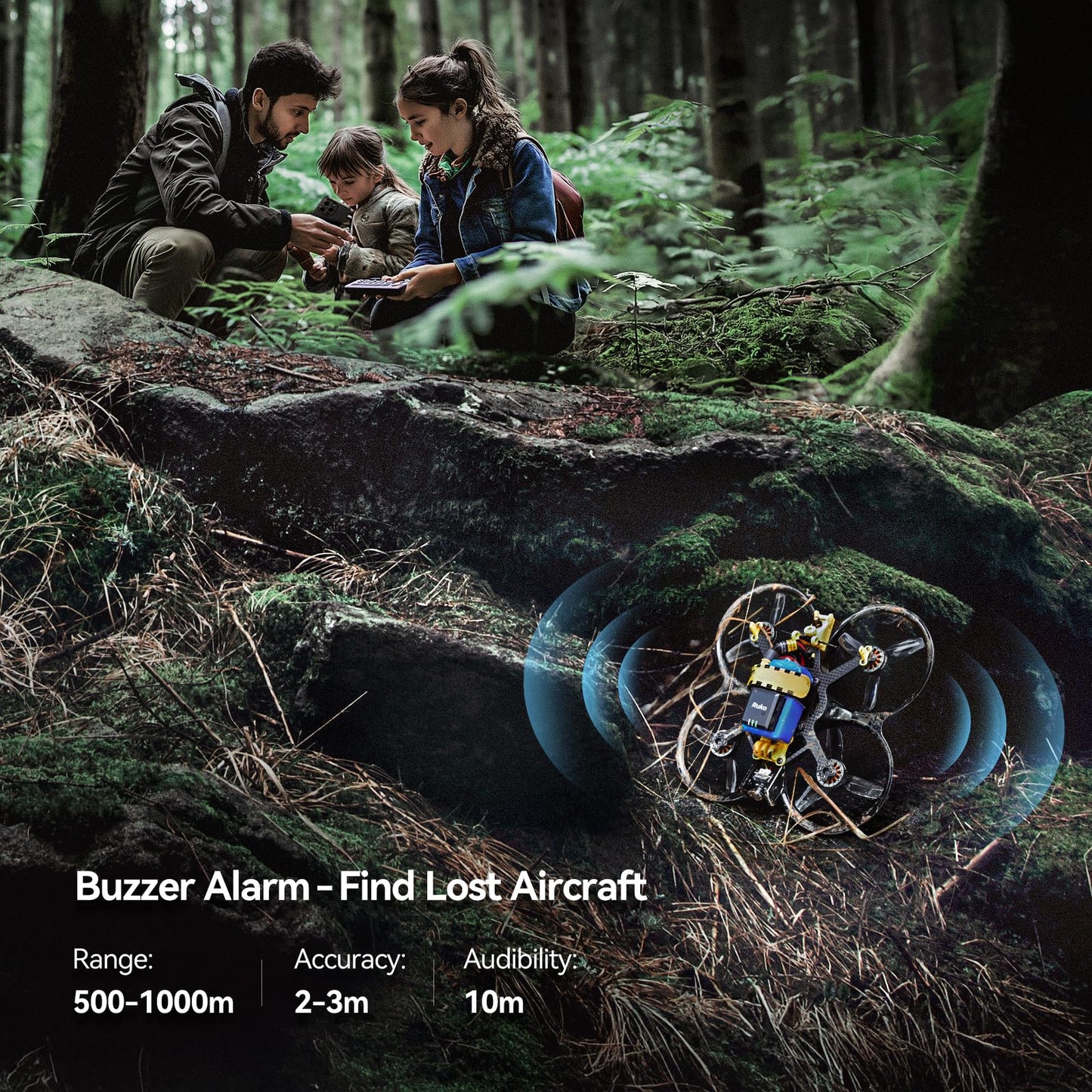 Ruko R111S RC Aircraft GPS Tracker/Finder with Beeper, Light Weight RID Module with Buzzer for FAA Regulation, Spare Part for FPV Drone, FAA Compliant Remote ID Module for Drone, 3 Hours Battery Time