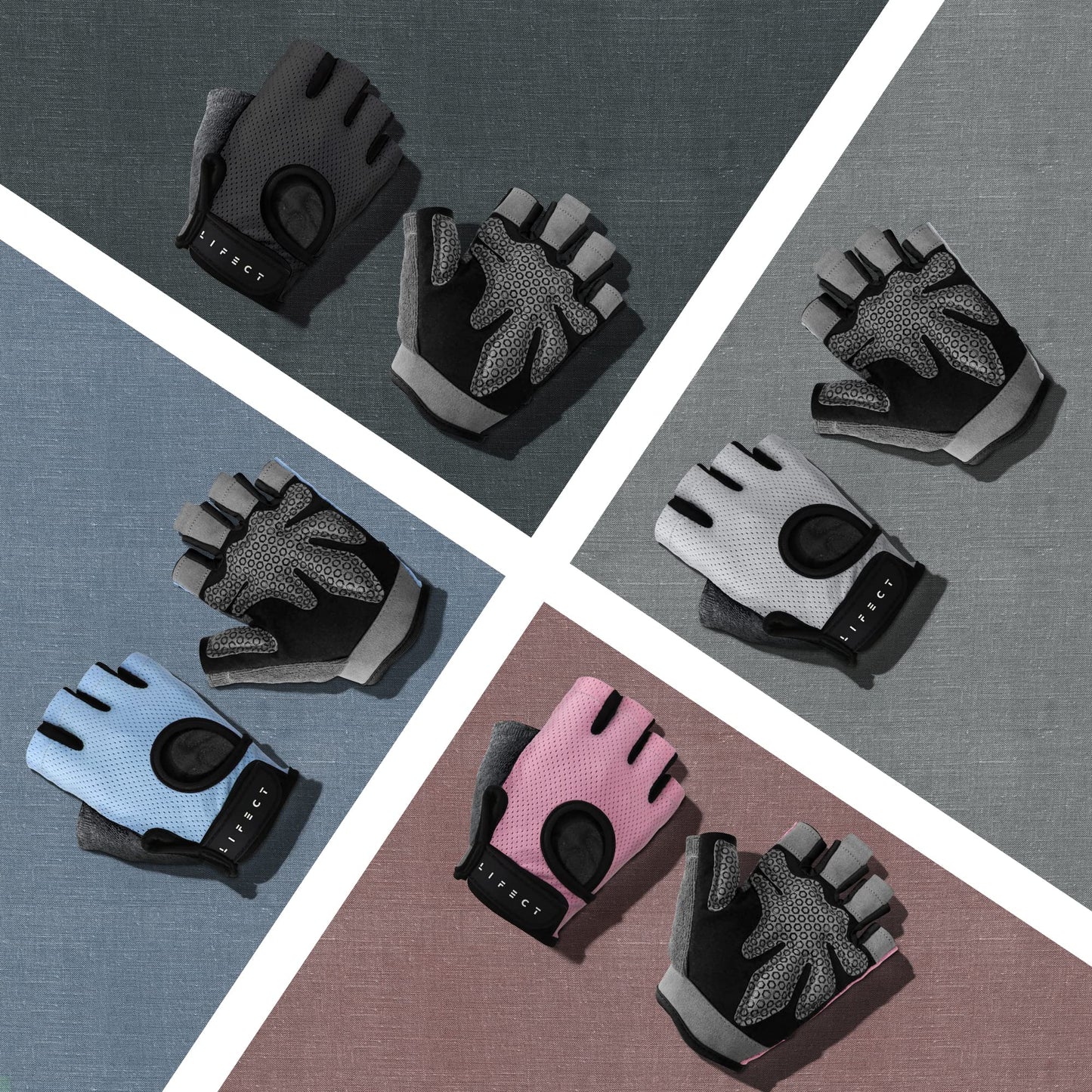 LIFECT Essential Breathable Workout Gloves, Knuckle Weight Lifting Gloves with Curved Open Back, for Powerlifting, Gym, Crossfit, Women and Men (Black, Small)