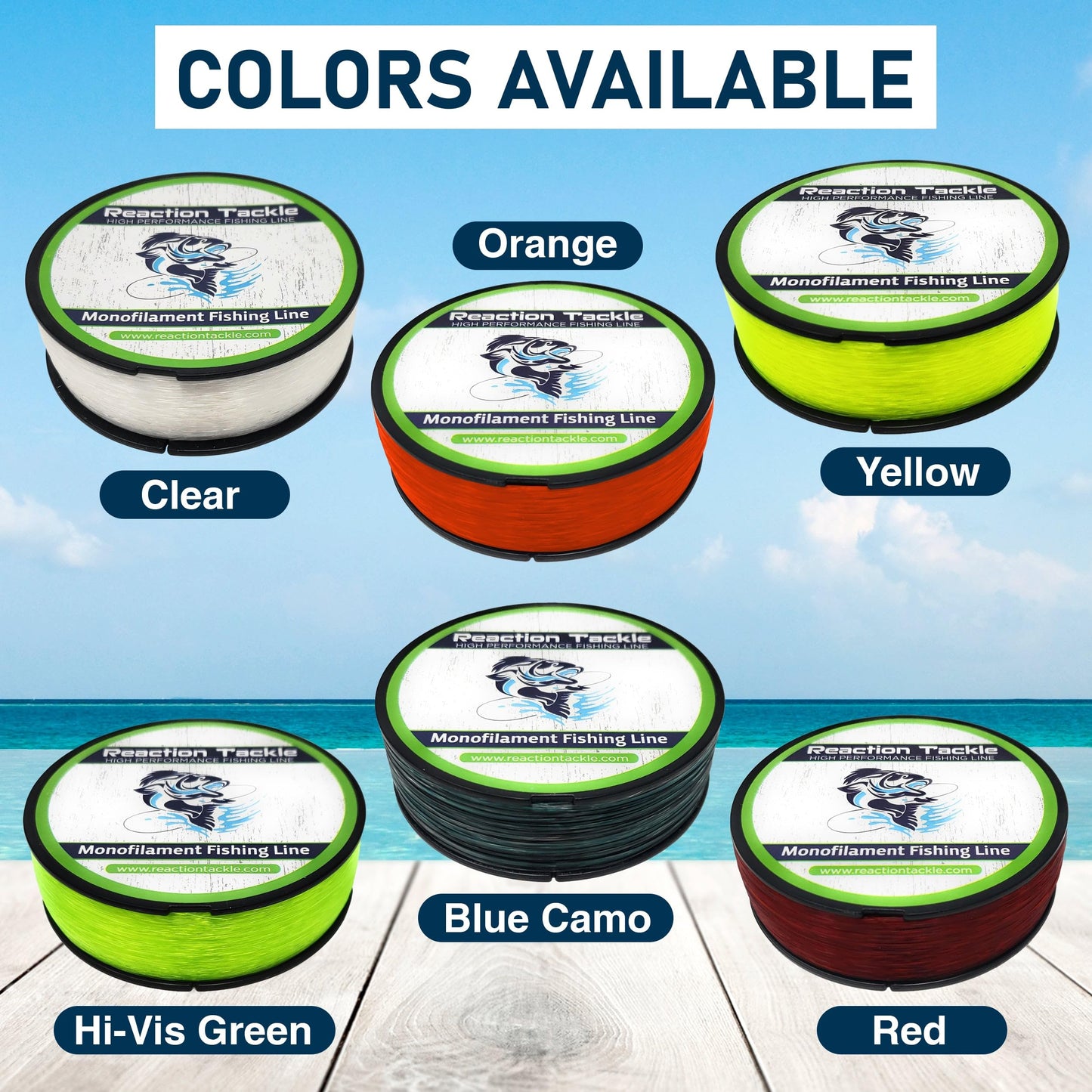 Reaction Tackle Monofilament Fishing Line- Strong and Abrasion-Resistant Nylon Mono Fishing Line, Freshwater and Saltwater Fishing Line Blue Camo 4/3000