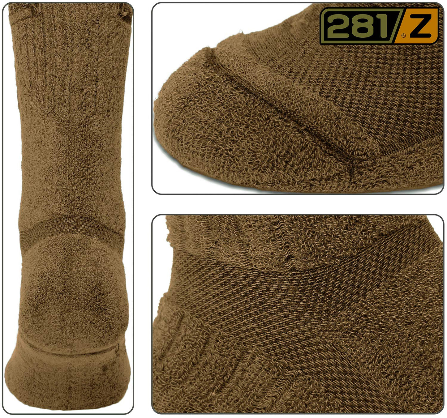 281Z Army Demi Season Breathable Over The Calf Uniform Boot Socks (Coyote Brown)(Medium 1 Pair)