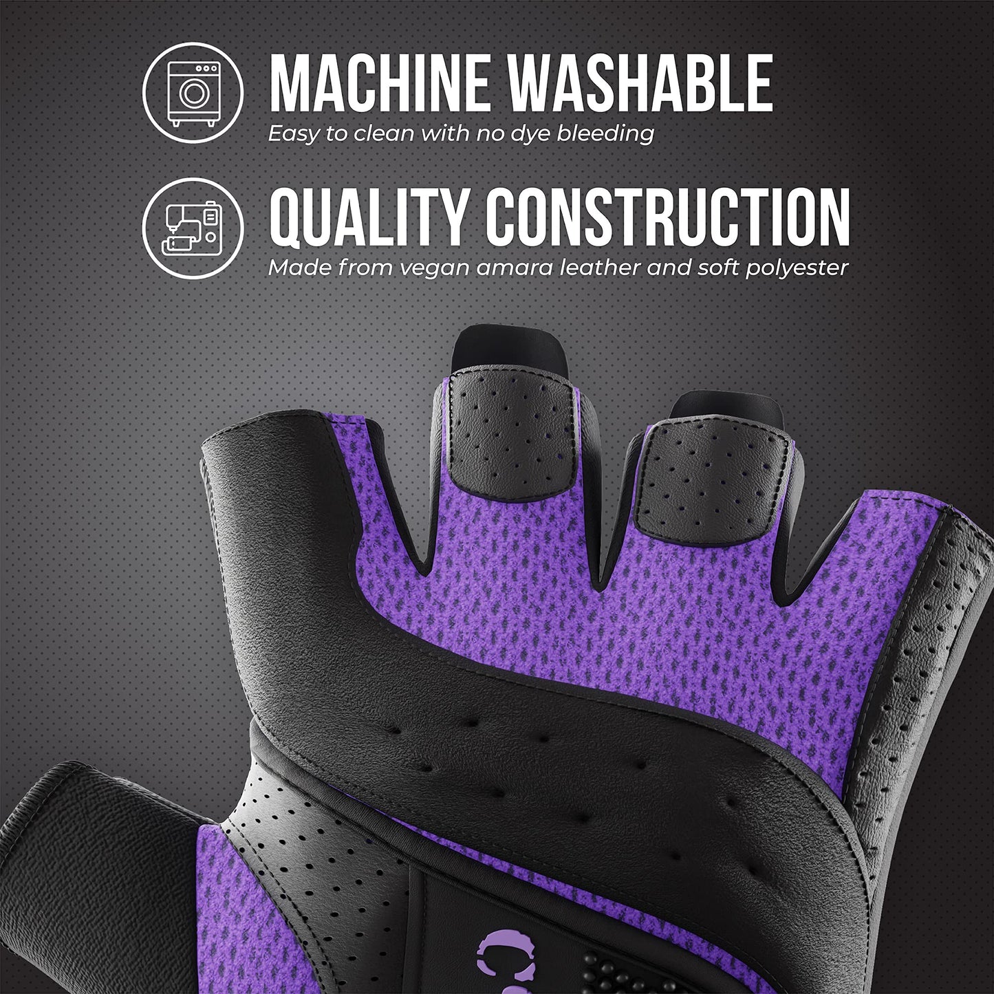 Contraband Pink Label 5137 Women's Padded Weight Lifting and Rowing Gloves w/Grip-Lock Padding (Pair) - Machine Washable Fingerless Workout Gloves Designed Specifically for Women (Purple, X-Small)