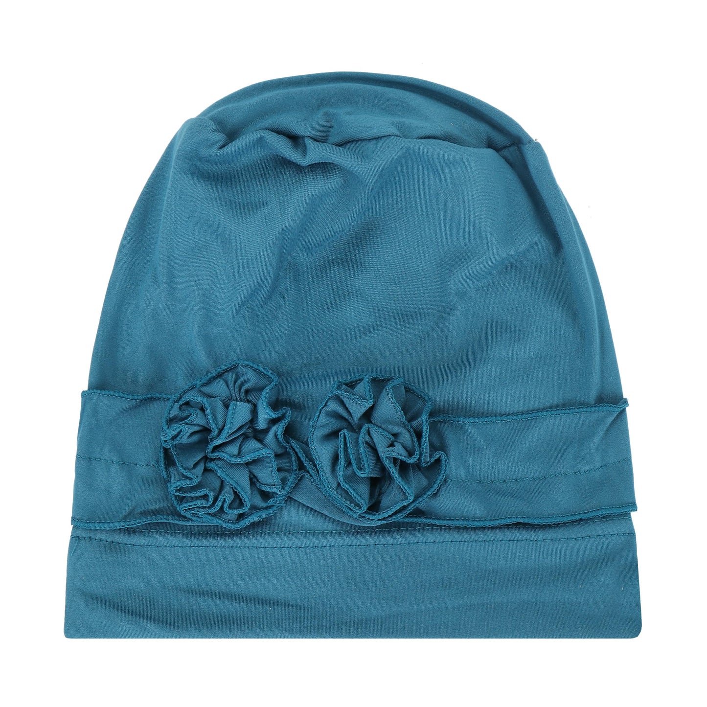 YYAOJHAO Flower Turban Hats for Women - Pre Tied Twist Solid Hedwrap Caps Chemo Cancer Headwear Headscarf Hair Loss Cover (Polyester, Teal)