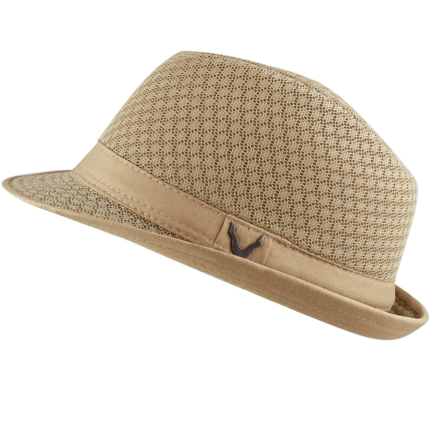 The Hat Depot Light Weight Classic Soft Cool Mesh Crushable Fedora hat (S/M, Khaki)
