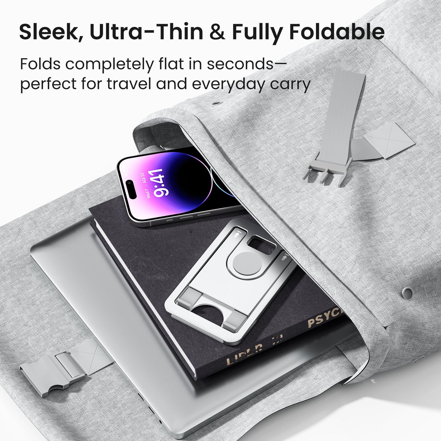 Itramax Portable Cell Phone Stand,Foldable Phone Holder for Desk,Folding Travel Phone Stand,Adjustable Phone Holder for Recording Compatible with iPhone 16 15 Pro Max,iPad mini,Samsung S24 S23,Kindle