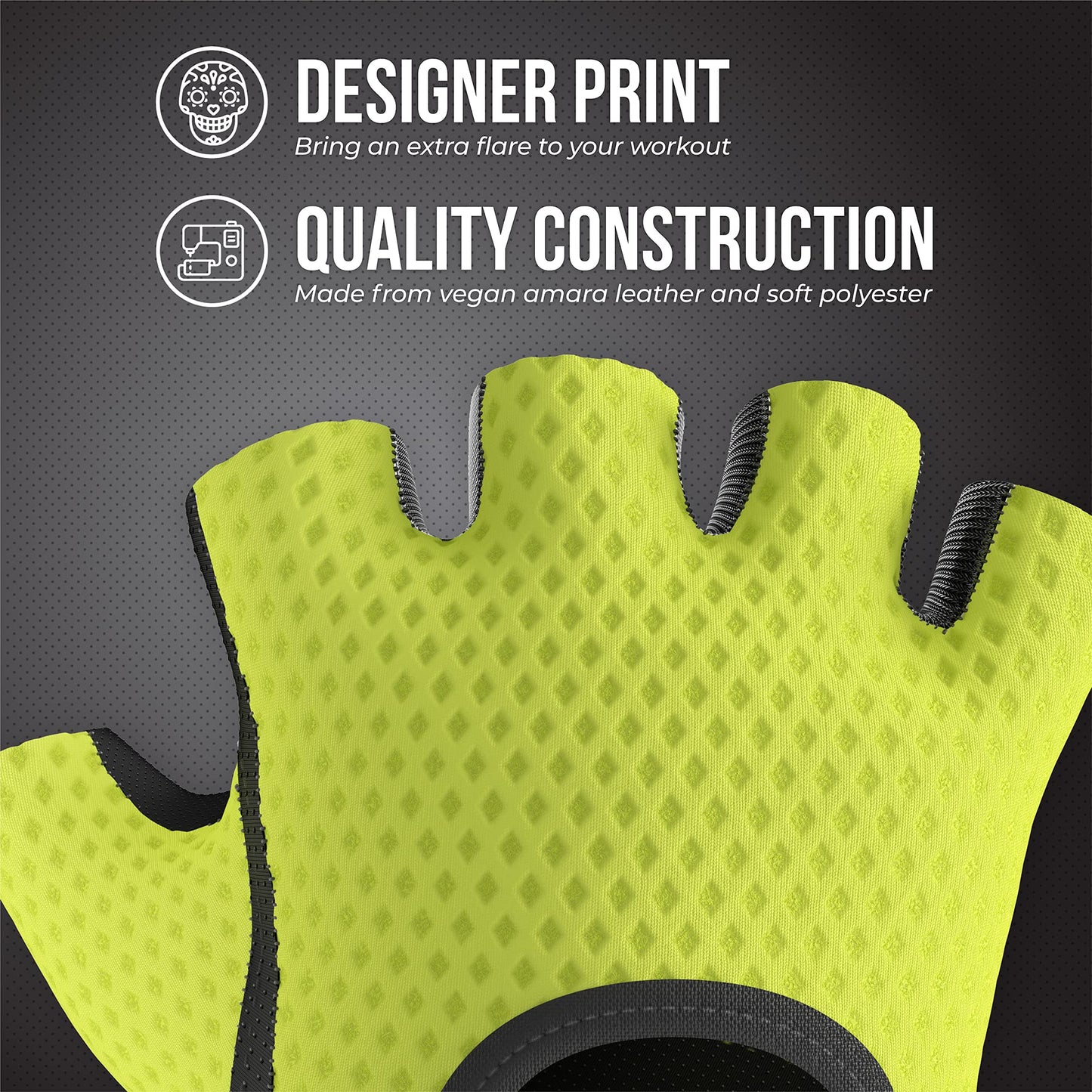 Contraband Pink Label 5307 Womens Designer Workout Gloves | Low Sweat Diamond Mesh Fabric w/Grip-Lock™ Silicone Palm (Green, X-Small)