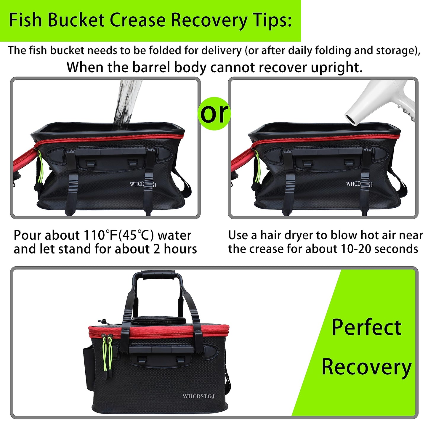 WHCDSTGJ Fishing Bucket, Multifunctional Foldable Portable Fishing Bucket, EVA Fish Bucket are Suitable for Storing Live Fish and Fresh Fish Bait. (size3gallon)