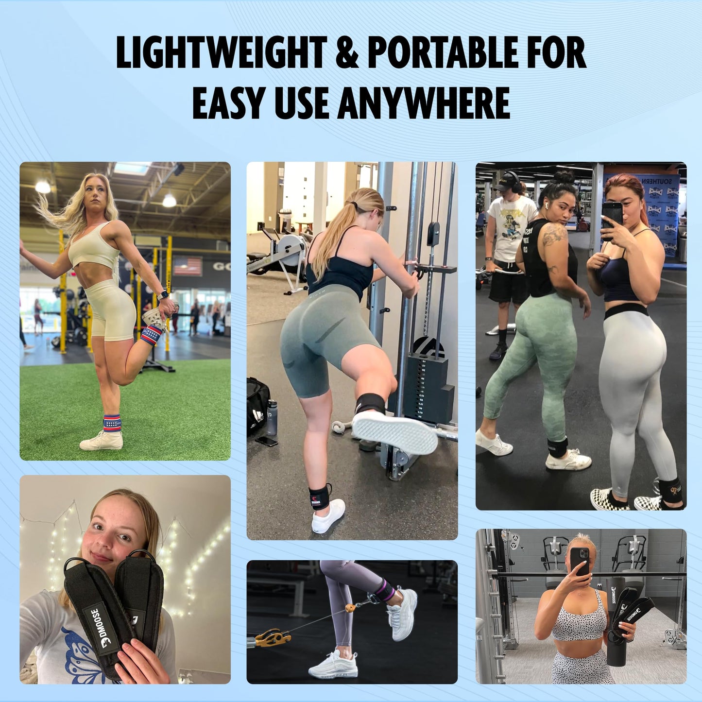 DMoose ankle straps for cable machines - One Size Fit with Premium Padding, ankle bands for working out, kickback, Booty Workouts, Leg Extension, Hip Abductors
