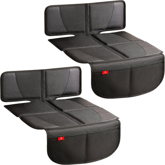 Helteko Carseat Protector with Thickest Padding, 2 Pack Auto Seat Pad from Waterproof & Stain Resistant for Child Baby , Kick Mat Material for Leather and Fabric Seat