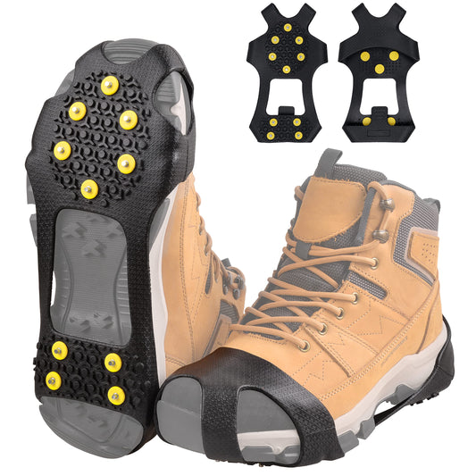 Ice Cleats Snow Traction Cleats Crampons for Shoes and Boots Anti Slip Rubber Snow Cleats Overshoe Footwear Protable Grippers for Walking on Snow and Ice Men Women Hiking Climbing Ice Fishing