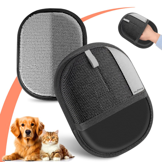 MyPera Pet Hair Remover Gloves for Cats & Dogs, Electrostatic Pet Hair Removal Gloves Brush for Pets Hair, Upgraded Animal Fur Removal Tool, Reusable Cats & Dogs Grooming Gloves for Hair Removal (1)