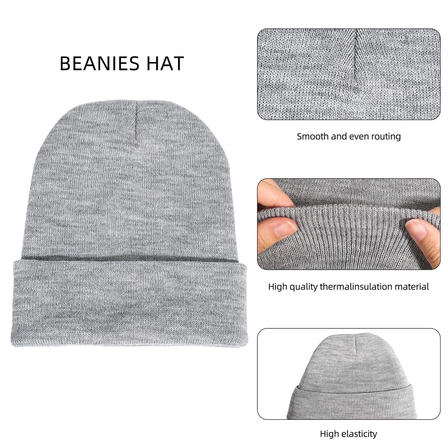 Gelante Unisex Beanie Cap Knitted Warm Solid Color and Multi-Color Multi-Packs (3 Pack: Solid Black)