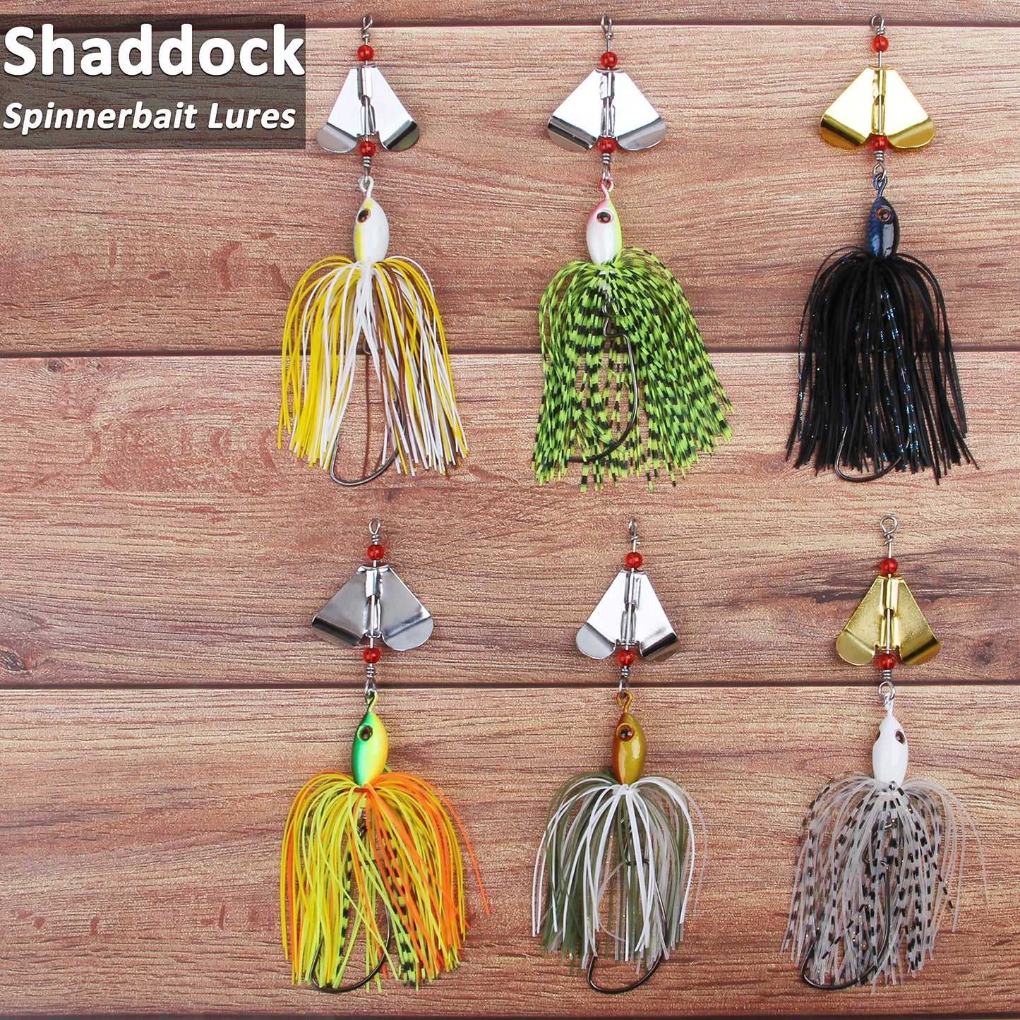 Bass Fishing Spinner Bait Lures, Multicolor Buzzbait Metal Jig Fishing Lure Kit Swimbaits for Bass Pike Trout Freshwater Saltwater Fishing (6pcs)