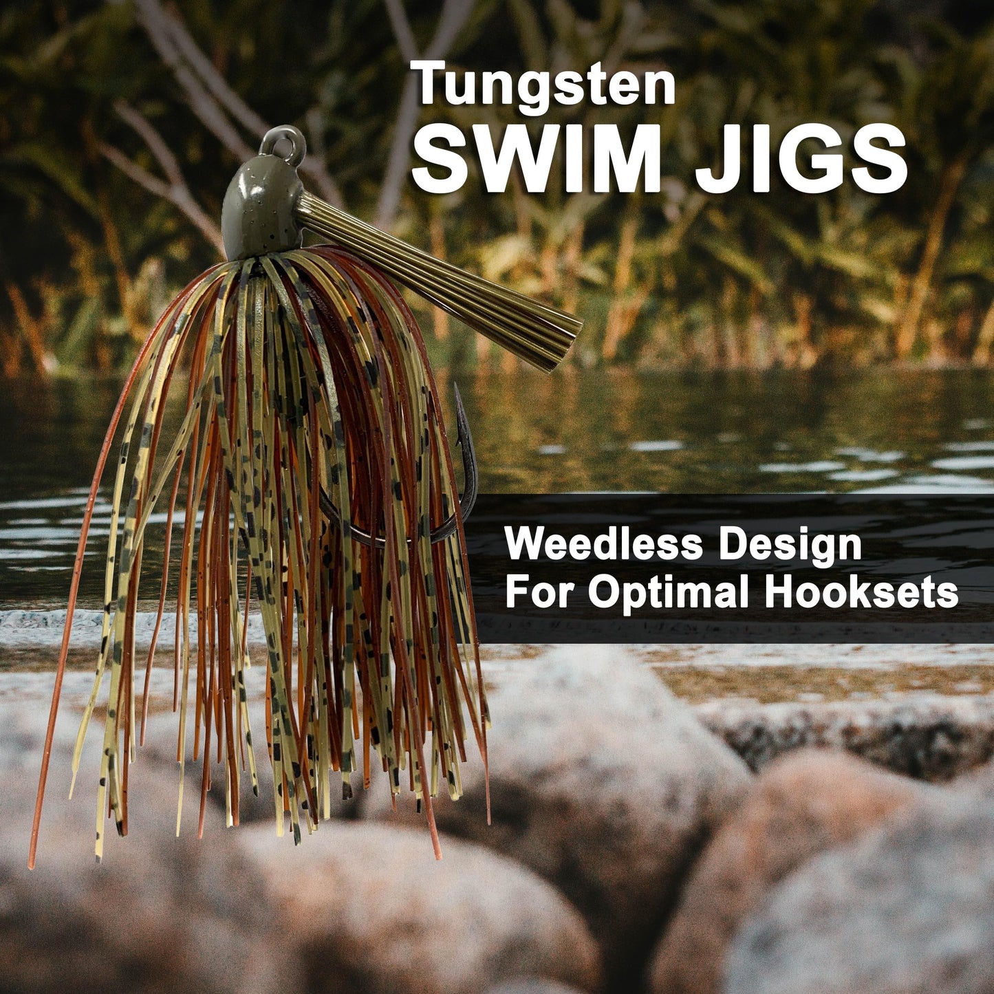 Reaction Tackle Tungsten Swim Jig for Bass Fishing - 1/2 oz Tennessee Shad