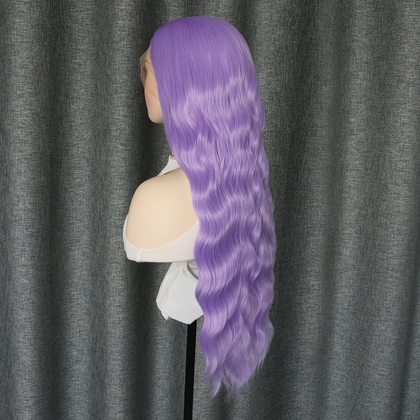 WXHWCX Long Wavy Light Purple Hair Synthetic Lace Front Wigs for Women Loose Wavy Free Part Glueless Lace Wigs Purple Heat Resistant Fiber Natural Hairline Water Wave Wig Cosplay Daily Party Wig