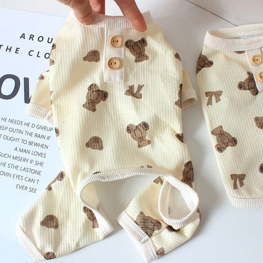 Bear Vest Dog Jumpsuit Outfit