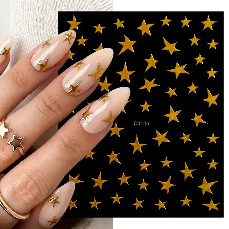 3D Metal Starburst Nail Stickers