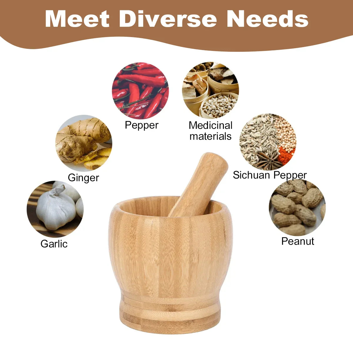 Leeseph Bamboo Mortar Set