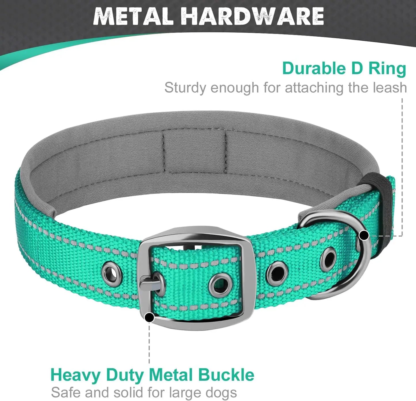 Padded Reflective Nylon Dog Collar